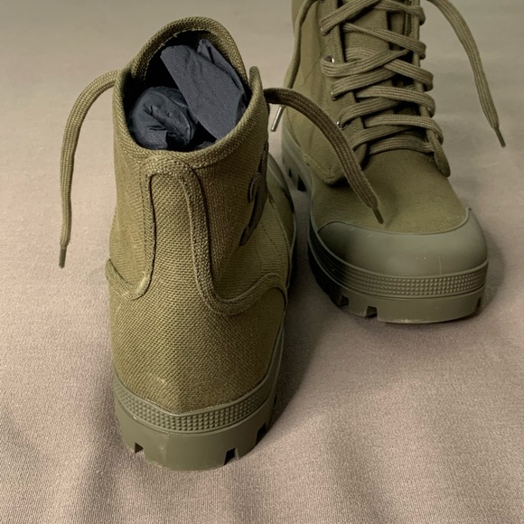 Celine”PATAPANS LACE UP BOOT IN CANVAS
ARMY GREEN” - Picture 3 of 11